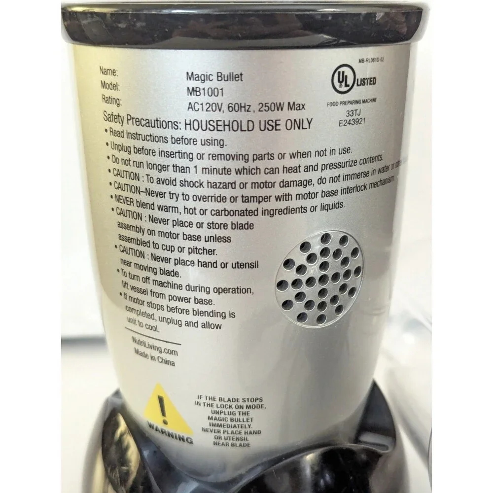 Magic Bullet MB1001 Blender Motor Base & 16oz Container Tested Working
